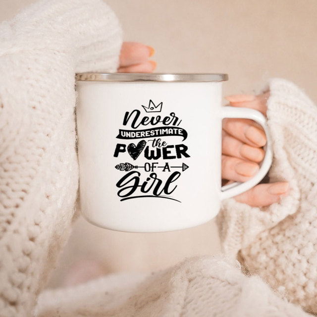 the GIRL POWER CUP - Know Your Power Feminist Enamel Mug