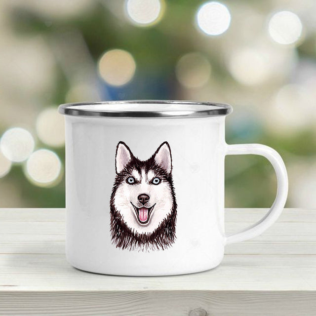 the DOGGIE MUG - Cute Dogs Printed Enamel Mugs