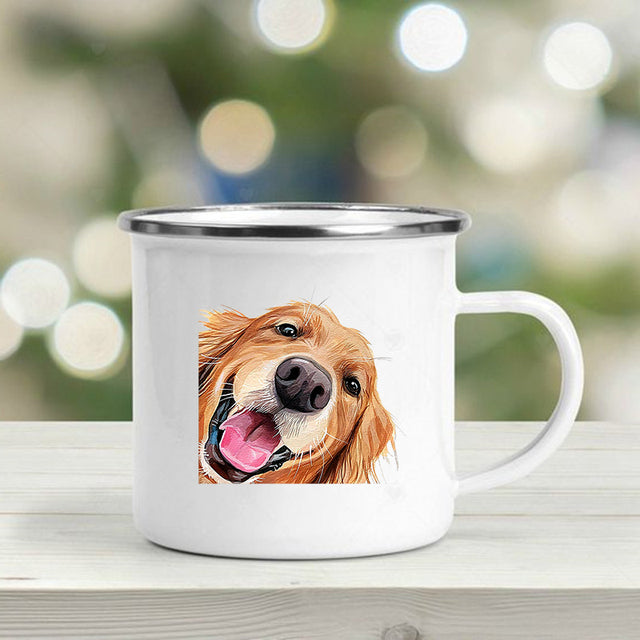 the DOGGIE MUG - Cute Dogs Printed Enamel Mugs