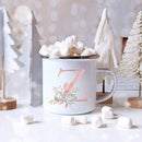 the PRETTY INITIAL - Pink Letter Flowers Enamel Coffee Mugs