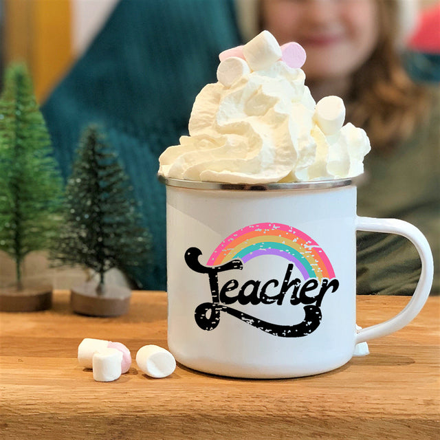 the BEST TEACHER - Rainbow Creative Enamel Mugs