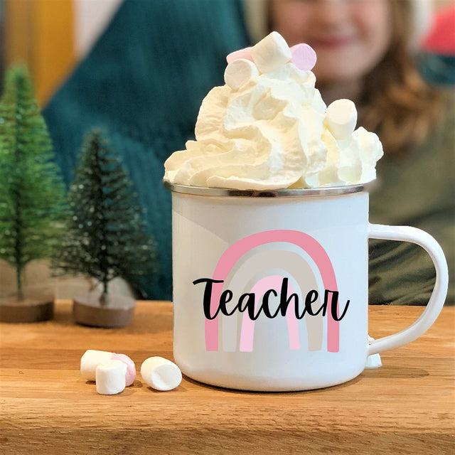 the BEST TEACHER - Rainbow Creative Enamel Mugs