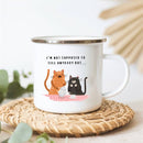 the CAT GOSSIP - Not Supposed to Tell Anyone but Funny Enamel Coffee/Tea Mug