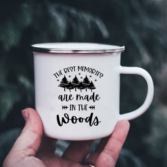 the CAMPER - Mountain Print Enamel Cups