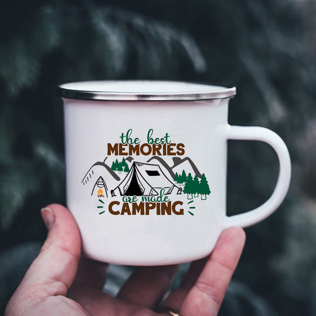 the CAMPER - Mountain Print Enamel Cups