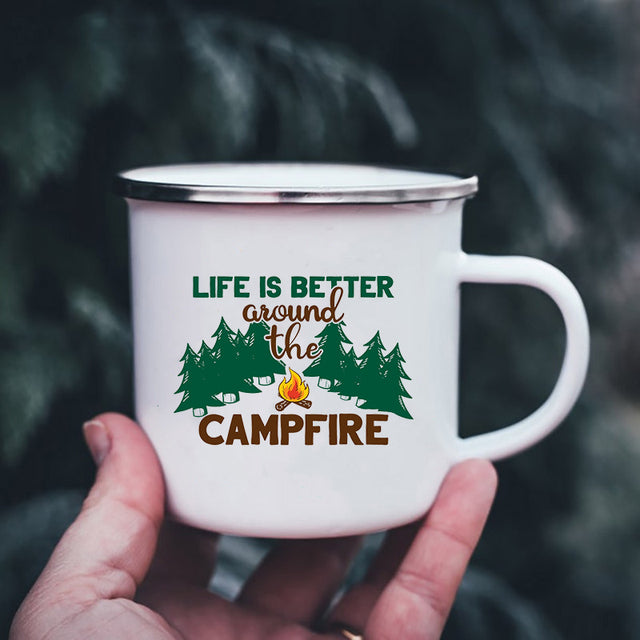 the CAMPER - Mountain Print Enamel Cups