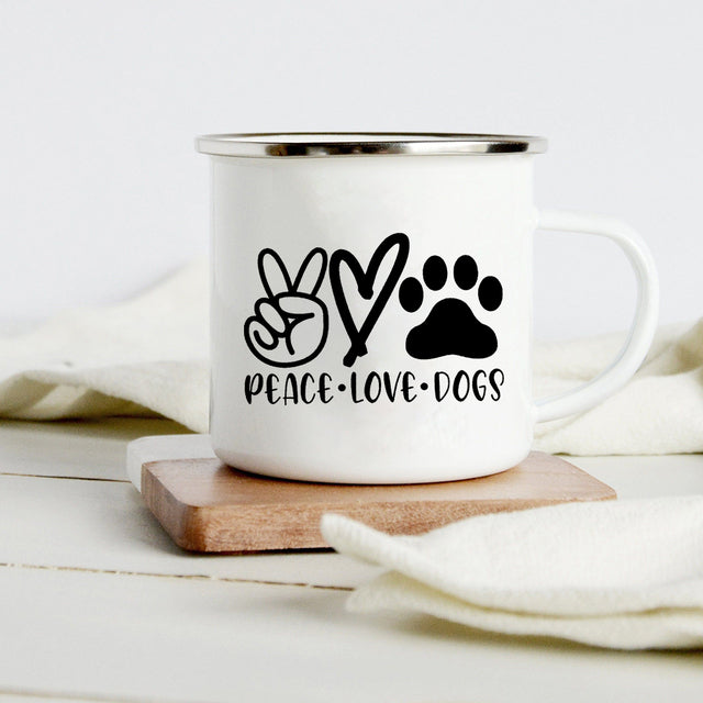 the DOG WHISPERER - Peace Love Dogs Creative Enamel Coffee Mugs