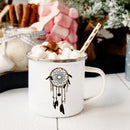 the DREAMCATCHER - Feather Dreamcatcher Print Enamel Tea Mugs