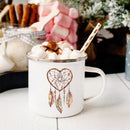 the DREAMCATCHER - Feather Dreamcatcher Print Enamel Tea Mugs