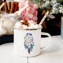 the DREAMCATCHER - Feather Dreamcatcher Print Enamel Tea Mugs