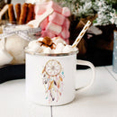 the DREAMCATCHER - Feather Dreamcatcher Print Enamel Tea Mugs