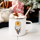 the DREAMCATCHER - Feather Dreamcatcher Print Enamel Tea Mugs