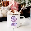 the DREAMCATCHER - Feather Dreamcatcher Print Enamel Tea Mugs