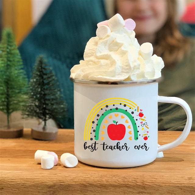 the BEST TEACHER - Rainbow Creative Enamel Mugs