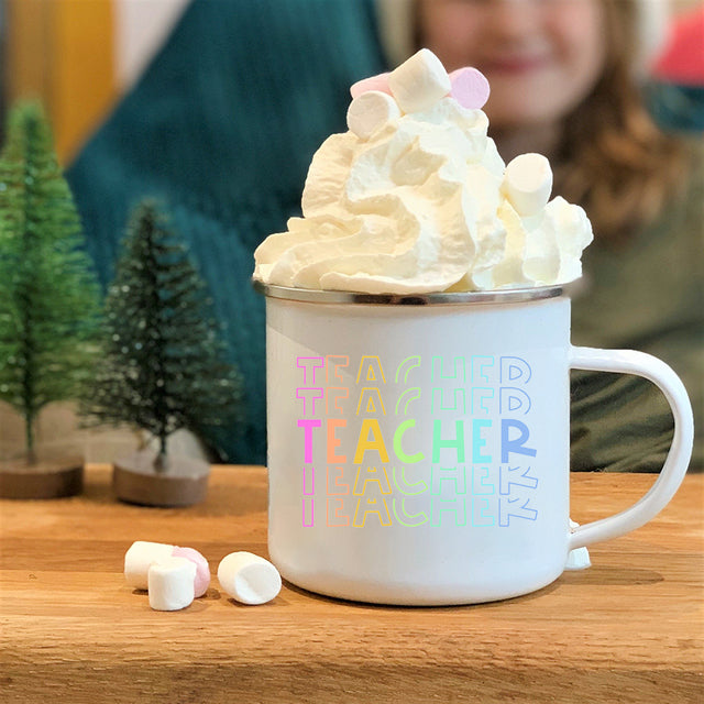 the BEST TEACHER - Rainbow Creative Enamel Mugs