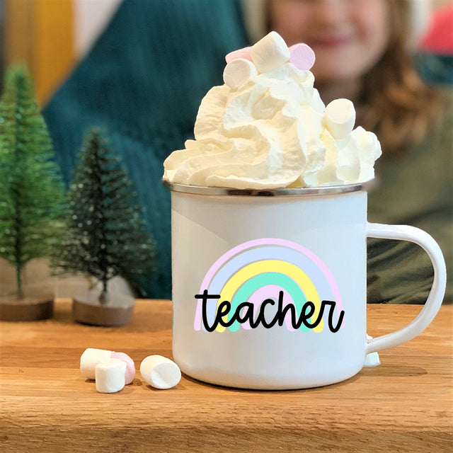 the BEST TEACHER - Rainbow Creative Enamel Mugs