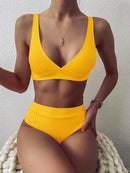 the STUNNER - High Waist Women Ribbed Swimsuit