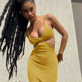 the ARIA Dress - Spaghetti Straps Sexy Cut Out Knitted Maxi Dress