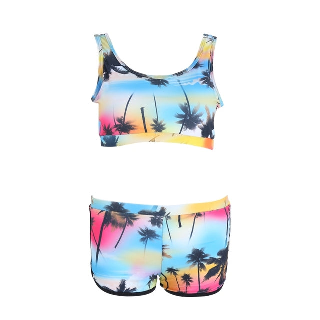 the BEACH BUM - Crop Top High Waist Floral Bikini Swimwear