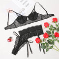 3 Piece Sensual Lingerie Embroidery Women Set