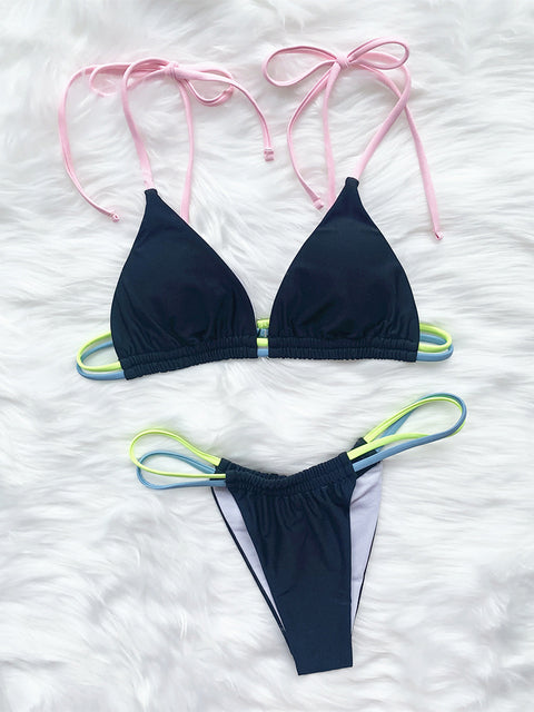 the NEED A VACAY - Solid Color Sexy Micro-Mini Bikini Set