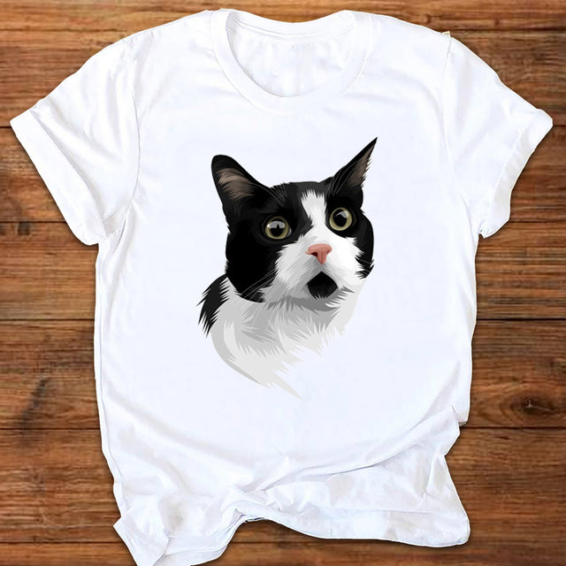 the MEOW - Women Graphic Letter T-Shirt