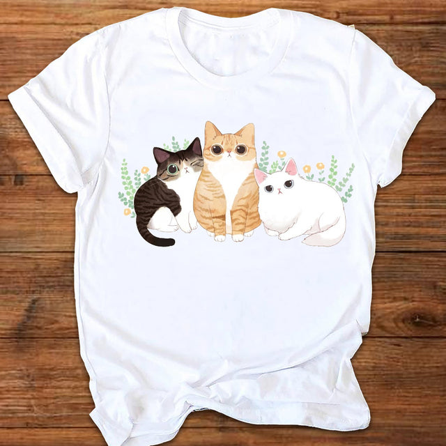 the MEOW - Women Graphic Letter T-Shirt