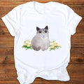 the MEOW - Women Graphic Letter T-Shirt