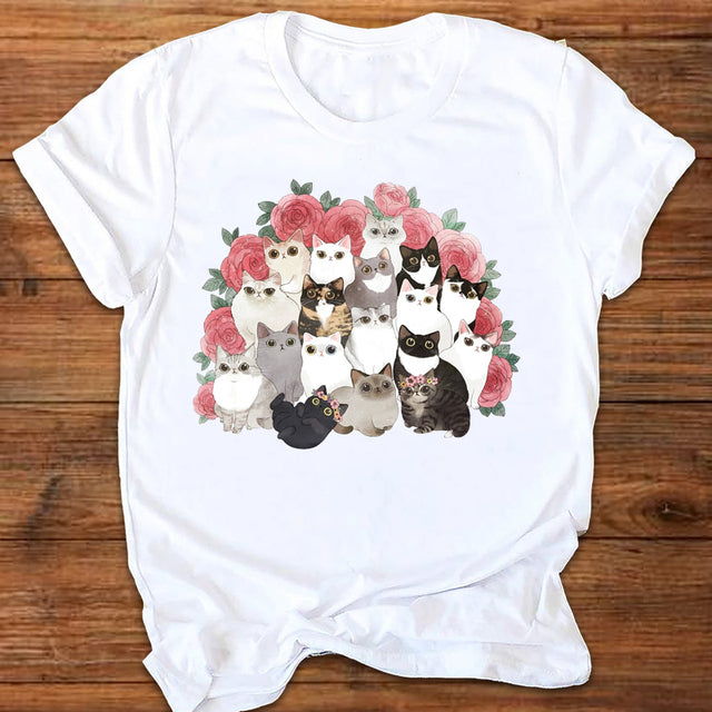 the MEOW - Women Graphic Letter T-Shirt