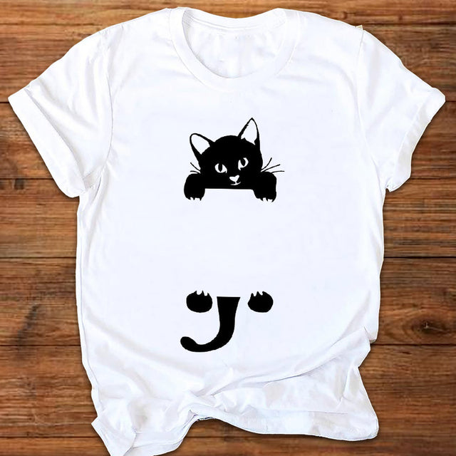 the MEOW - Women Graphic Letter T-Shirt