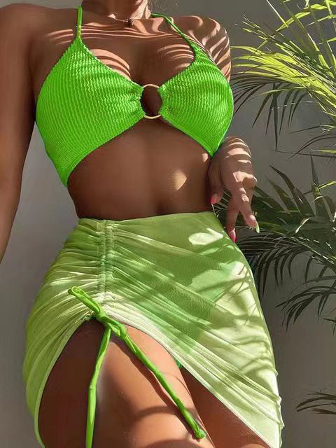 the PRETTY KITTY - Women 3-Piece Mesh Skirt Swimsuit