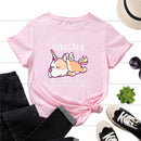 the PITTIECORN - Cotton Women Letter Print T-Shirt