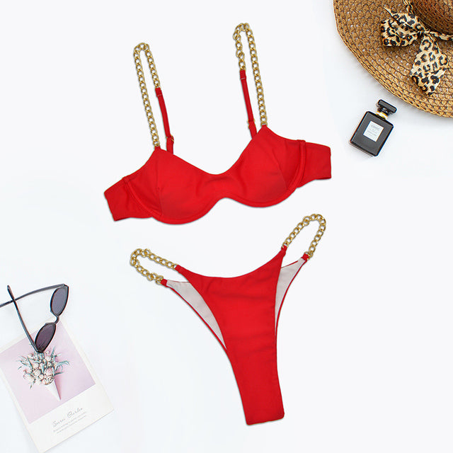 the MINI - Sexy Metal Chain Bikini Set