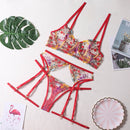 the FANTASY FLOWER - Yellow Embroidery Lace Transparent Set Lingerie