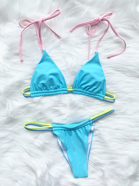 the NEED A VACAY - Solid Color Sexy Micro-Mini Bikini Set