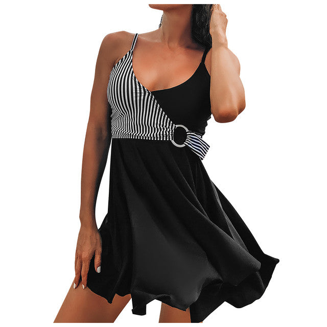 the SWIMDRESS - Women Splicing Swimsuit Dress