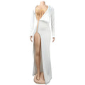 the NICOLE Dress - Elegant White Corset Slit Maxi Dress