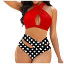 the POLKA - High Waist Bikini Split Splicing Swimwear
