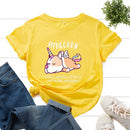 the PITTIECORN - Cotton Women Letter Print T-Shirt