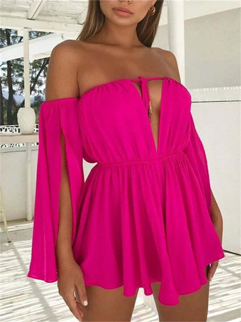 the ALESSANDRA Dress - Off Shoulder Halter Tie Up Dress